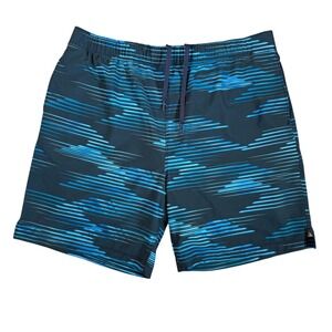 Speedo XL 36x7.5 Blue Abstract Print Elastic‎ Waist Active Men's Swim Trunks